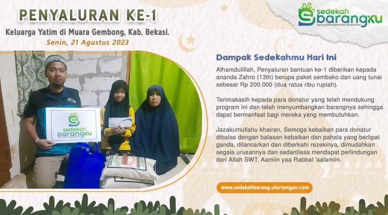 PENYALURAN KE-1: Bantuan Paket Sembako dan Uang Santunan untuk Keluarga Yatim di Muara Gembong, Kabupaten Bekasi