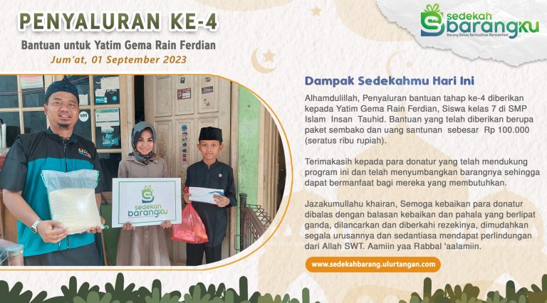 Penyaluran ke-4: Bantuan Sembako dan Santunan Uang tunai untuk Yatim Gema di Margajaya Kota Bekasi