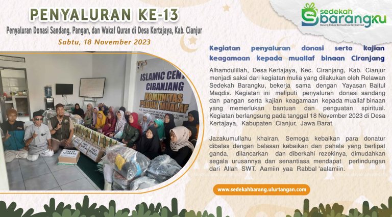 Acara Kajian dan Penyaluran Donasi Sandang, Pangan dan Wakaf Quran kepada Muallaf di Desa Kertajaya, Kabupaten Cianjur