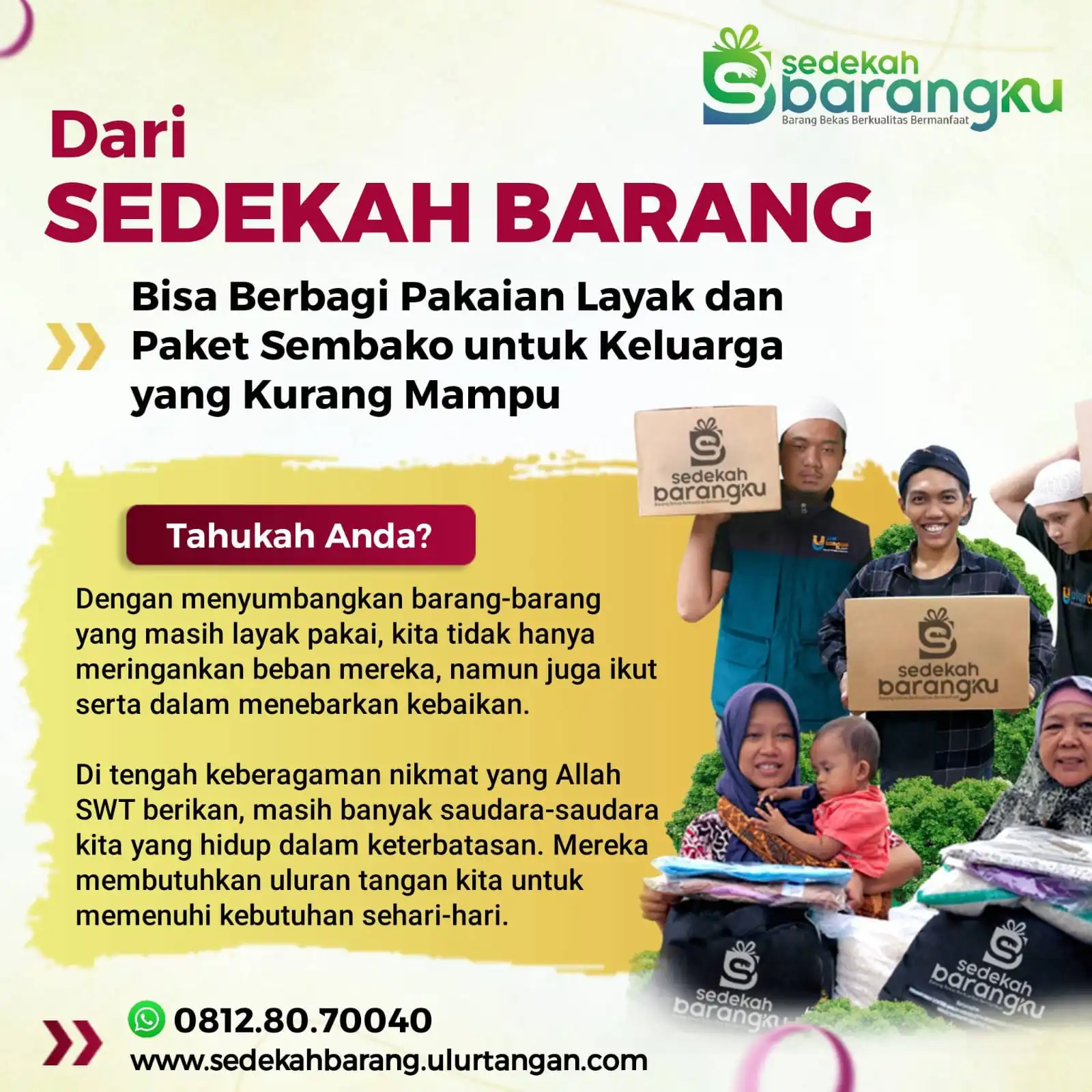 Dari Sedekah Barang Bisa Berbagi Pakaian Layak dan Paket Sembako untuk Keluarga yang Kurang Mampu