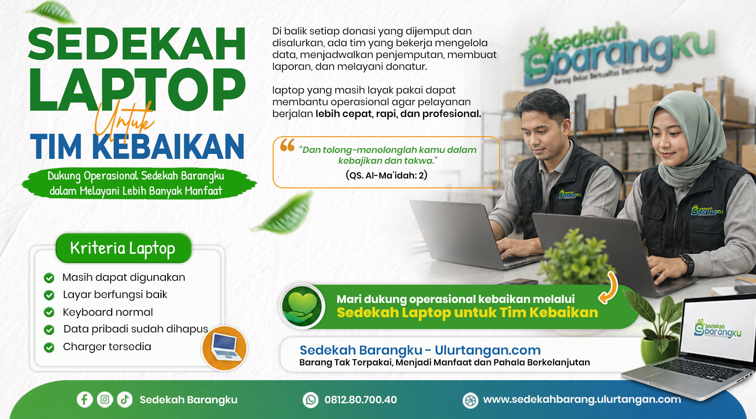 Sedekah Laptop untuk Operasional Sedekah Barangku