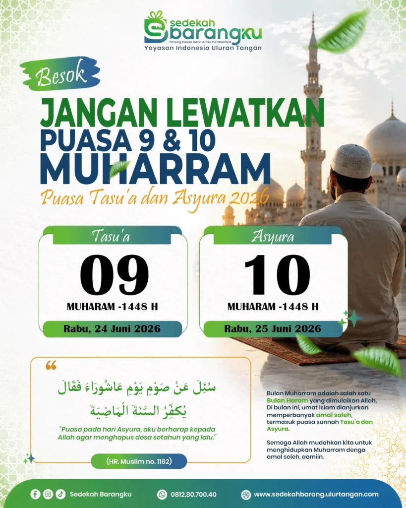 Poster puasa Tasu’a dan Asyura 2026 lengkap dengan jadwal 9 dan 10 Muharram serta keutamaan puasa Asyura