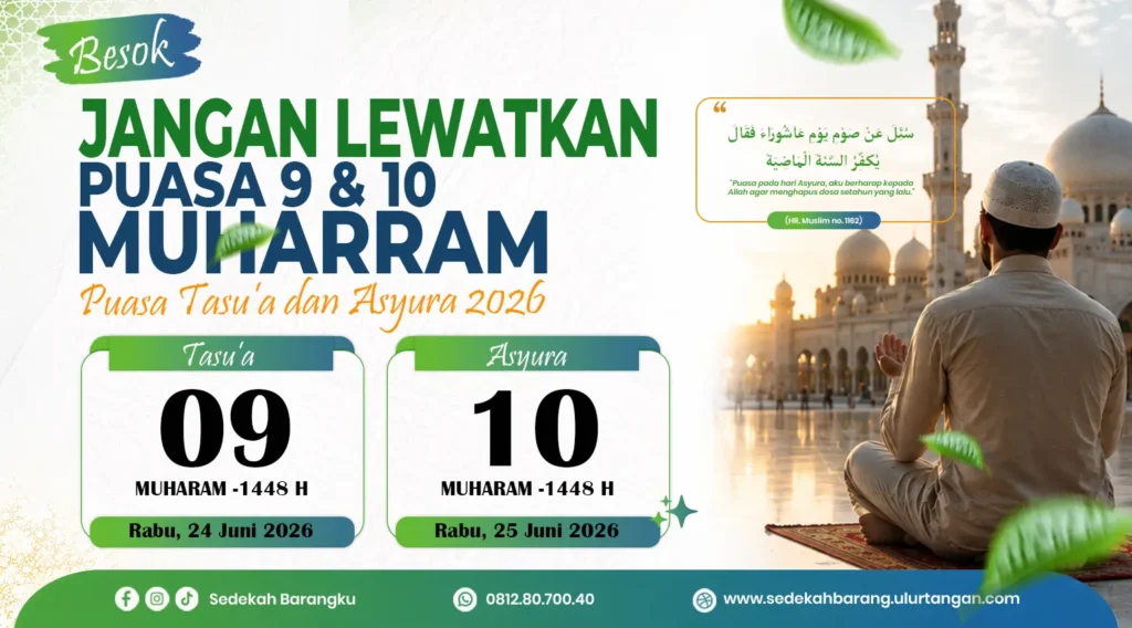 Poster puasa Tasu’a dan Asyura 2026 lengkap dengan jadwal 9 dan 10 Muharram serta keutamaan puasa Asyura