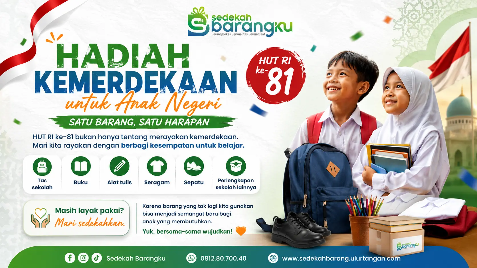 Hadiah Kemerdekaan untuk Anak Negeri: Donasi Perlengkapan Sekolah