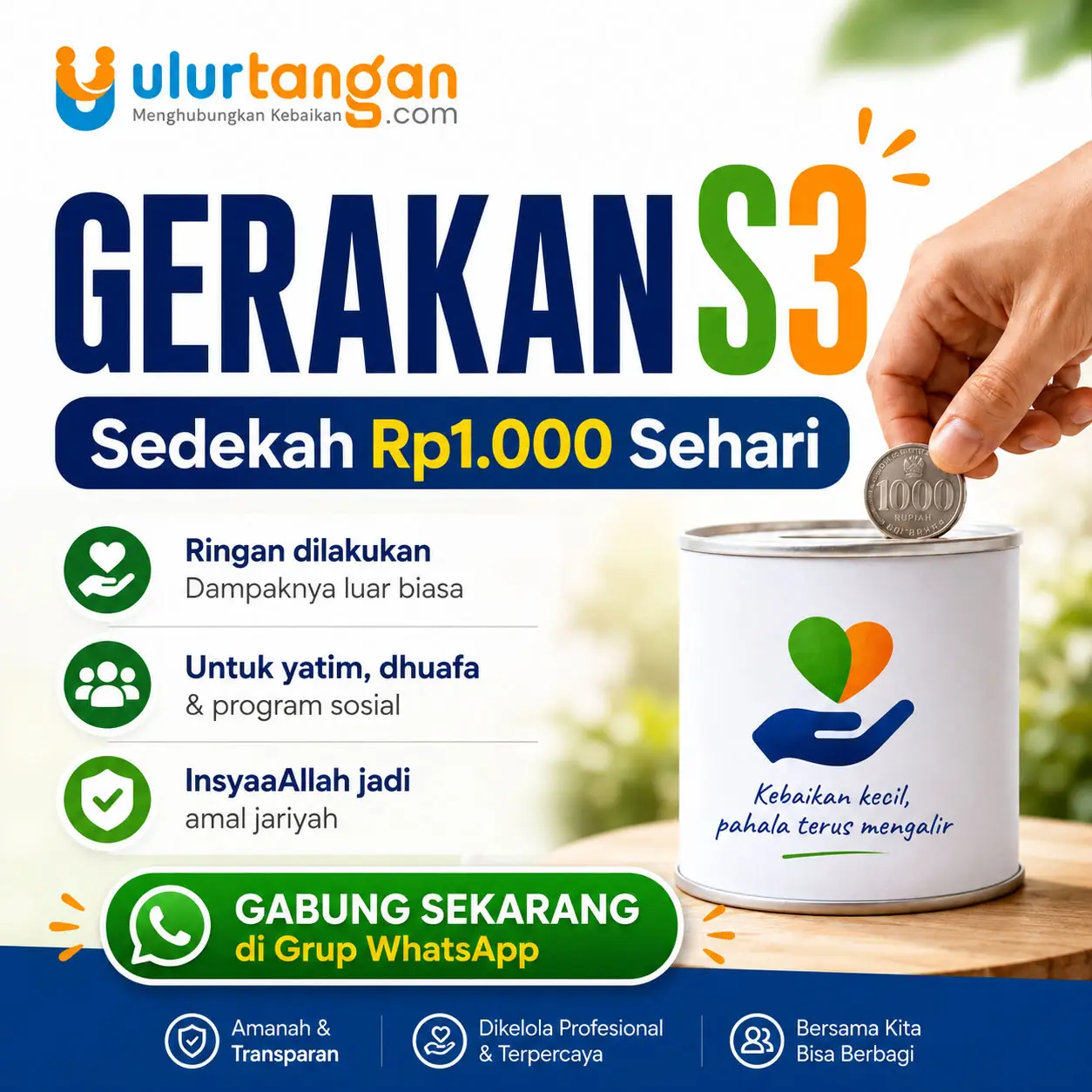 Gerakan S3 – Sedekah Seribu Sehari: Sedekah Kecil, Pahala Jariyah Mengalir