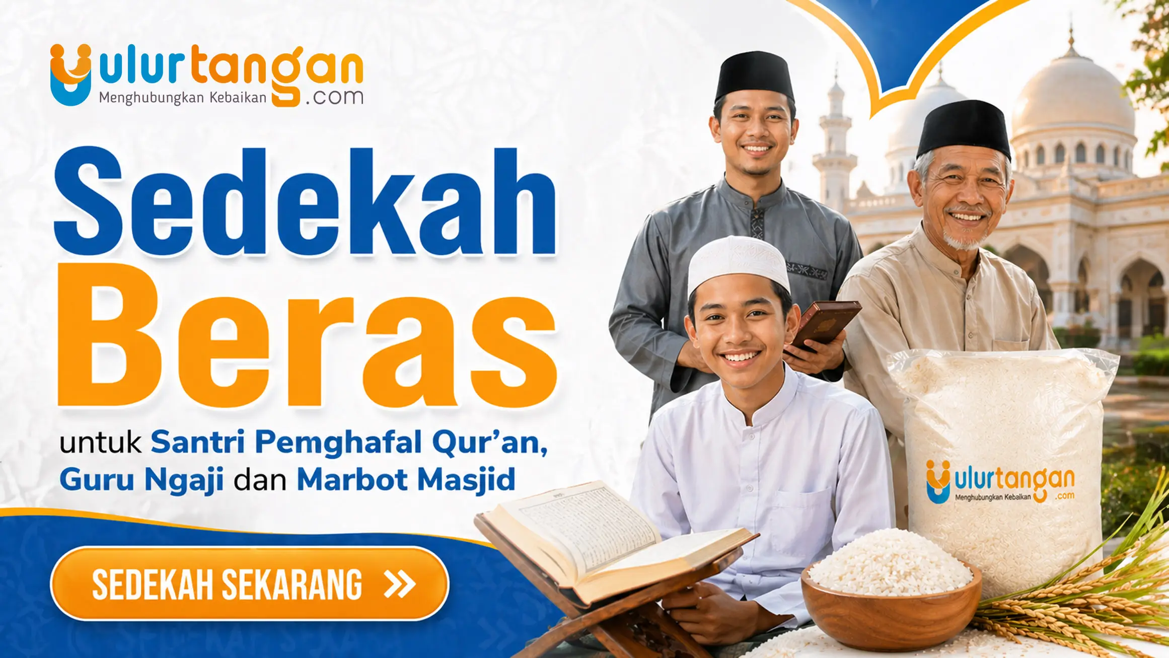 Sedekah Beras untuk Santri Penghafal Qur’an, Guru Ngaji dan Marbot Masjid